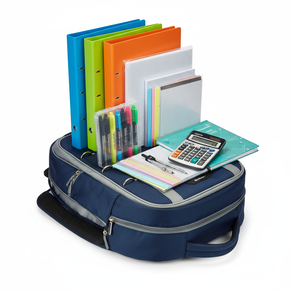 Middle school supply bundle with binders, calculator, backpack and more